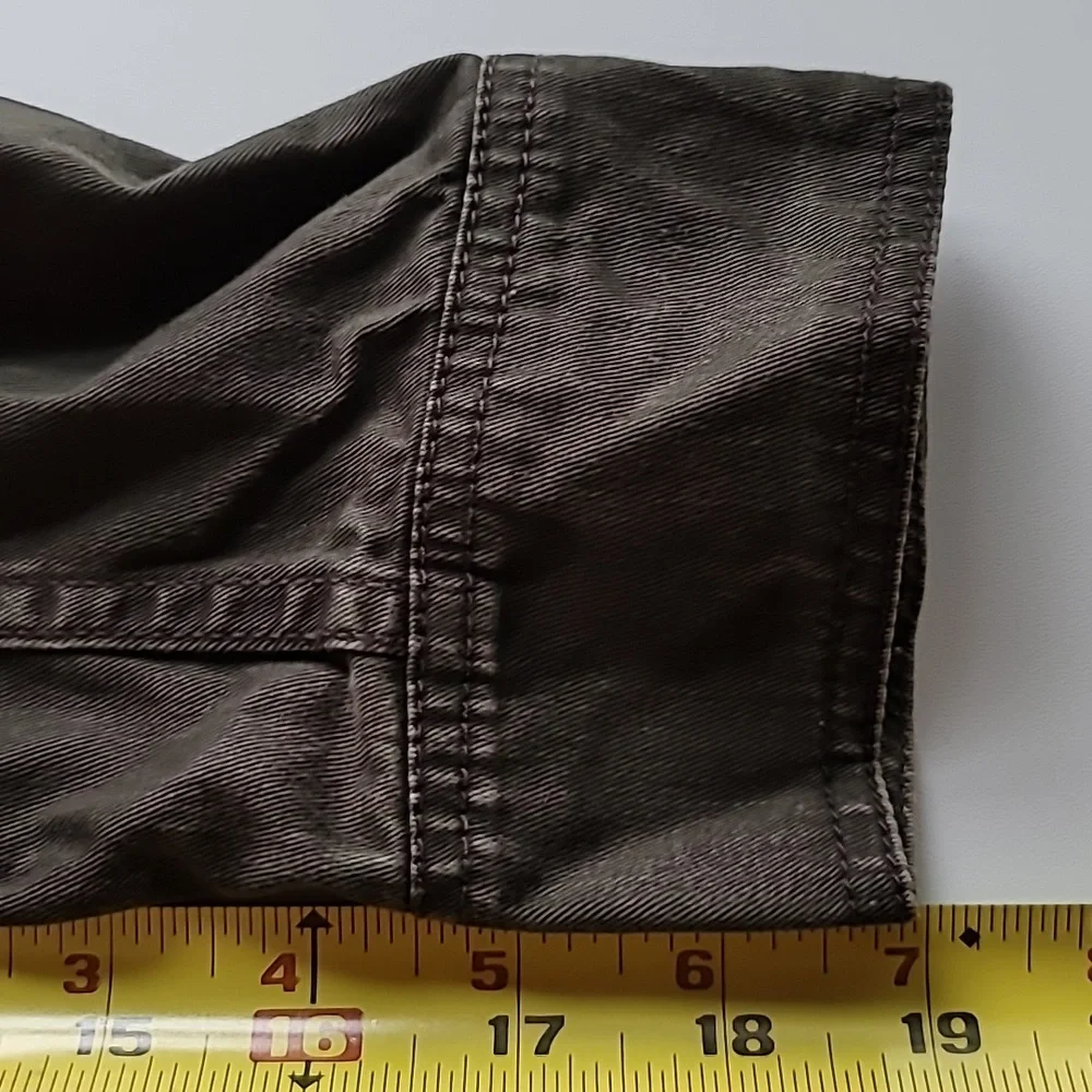 J Crew utility jacket washed olive green gold colored snaps womens M